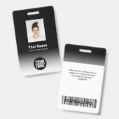 Aangepaste Werknemersfoto Gradiënt Zwart Wit Badge (Voor- en achterkant)