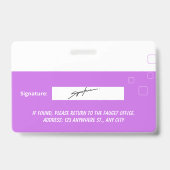 Aangepaste Werknemersfoto, Handtekening, Logo, Naa Badge (Achterkant)