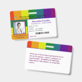 Aangepaste Werknemersfoto Logo Bar Code Gay Regenb Badge (Voor- en achterkant)