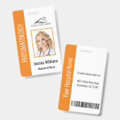 Aangepaste Werknemersfoto Logo Bar Code Naam Oranj Badge (Voor- en achterkant)