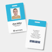Aangepaste Werknemersfoto, Logo, Bar Code, Naambad Badge (Voor- en achterkant)