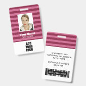 Aangepaste werknemersfoto logo & barcode strepen  badge (Voor- en achterkant)