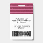 Aangepaste werknemersfoto logo & barcode strepen  badge (Achterkant)