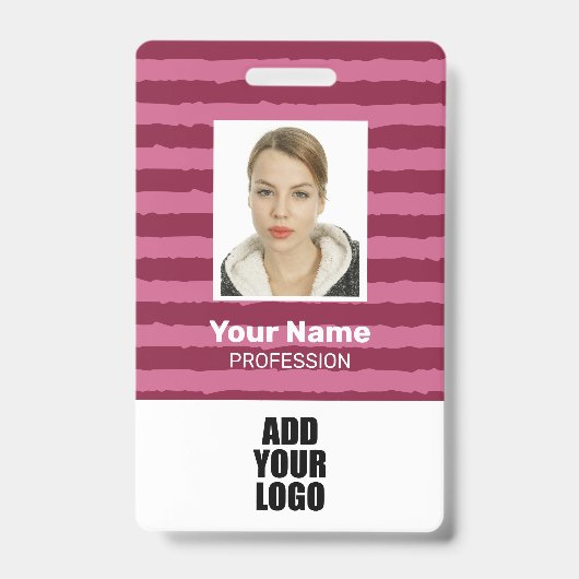 Aangepaste werknemersfoto logo & barcode strepen  badge (Voorzijde)
