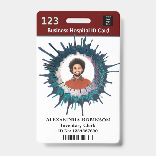 Aangepaste Werknemersfoto Logo Barcodenaam Badge (Voorzijde)