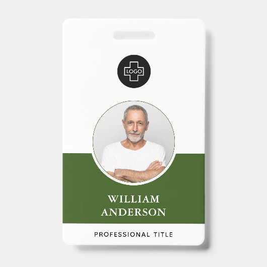 Aangepaste Werknemersfoto Logo Naam Badge (Voorzijde)
