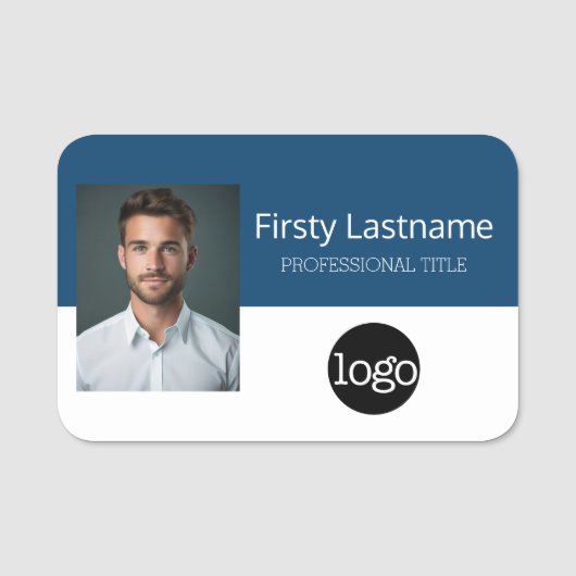 Aangepaste werknemersfoto, Logo, naam - Kan kleur  Naamplaatje (Voorkant)