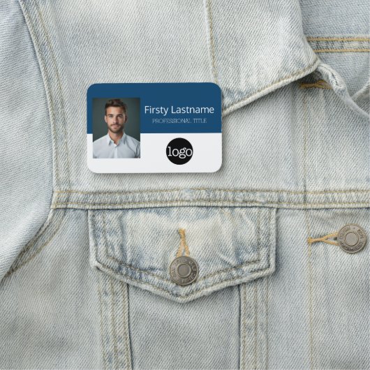 Aangepaste werknemersfoto, Logo, naam - Kan kleur  Naamplaatje (In situ)