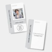 Aangepaste werknemersfoto, logo, naam, lichtgrijs badge (Voor- en achterkant)
