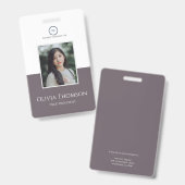 Aangepaste werknemersfoto, Logo, noem Granite Grey Badge (Voor- en achterkant)