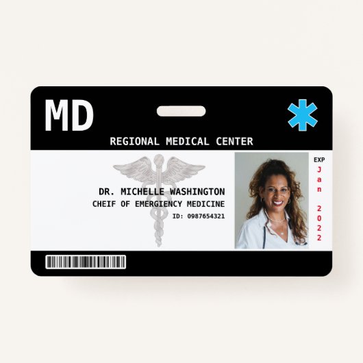 Aangepaste werknemersfoto, Logo, streepjescode-ID- Badge (Voorkant)