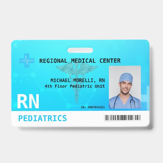 Aangepaste werknemersfoto, Logo, streepjescode-ID- Badge (Voorzijde)