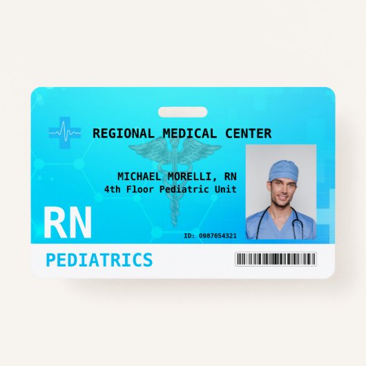 Aangepaste werknemersfoto, Logo, streepjescode-ID- Badge (Voorkant)