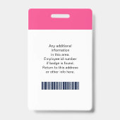 Aangepaste werknemersfoto, Logo, streepjescode, na Badge (Achterkant)