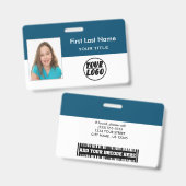 Aangepaste Werknemersfoto | Logo, streepjescode na Badge (Voor- en achterkant)