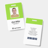 Aangepaste werknemersfoto, Logo, streepjescode, na Badge (Voor- en achterkant)