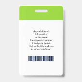 Aangepaste werknemersfoto, Logo, streepjescode, na Badge (Achterkant)