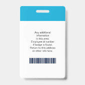 Aangepaste werknemersfoto, Logo, streepjescode, na Badge (Achterkant)