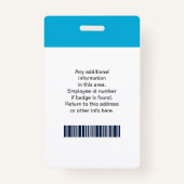 Aangepaste werknemersfoto, Logo, streepjescode, na Badge (Achterkant)