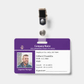Aangepaste Werknemersfoto Logo Streepjescode Naam Badge (Voorzijde met clip)