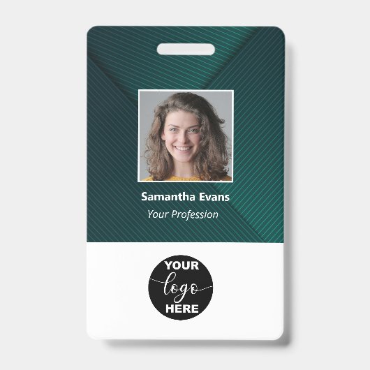 Aangepaste Werknemersfoto Logo Streepjescode Naam  Badge (Voorzijde)