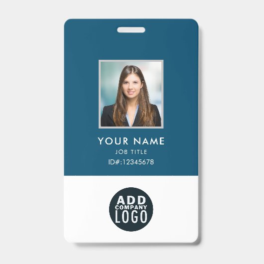 Aangepaste werknemersfoto met barcode zakelijk log badge (Voorzijde)