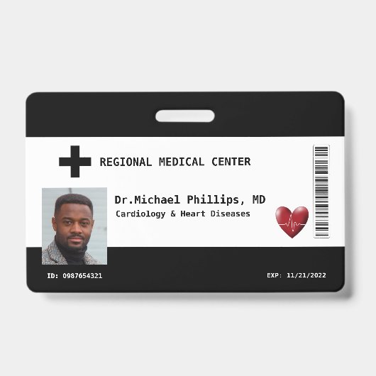 Aangepaste Werknemersfoto, Naam, Barcode, Logo Badge (Voorzijde)