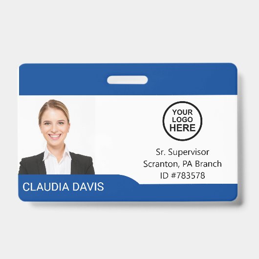 Aangepaste werknemersfoto, naam, Logo, badge (Voorkant)