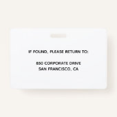 Aangepaste werknemersfoto, naam, Logo, badge (Achterkant)