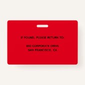 Aangepaste werknemersfoto, naam, Logo, badge (Achterkant)