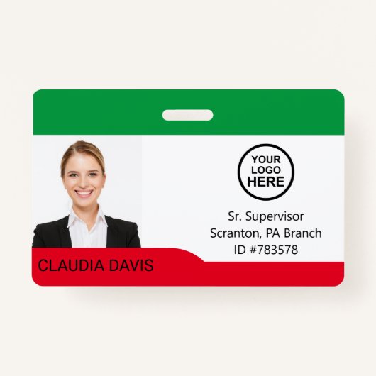 Aangepaste werknemersfoto, naam, Logo, badge (Voorkant)