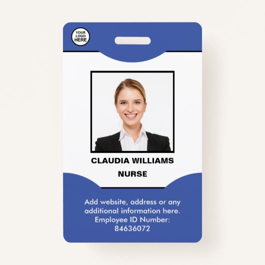 Aangepaste werknemersfoto, naam, Logo, streepjesco Badge (Voorkant)