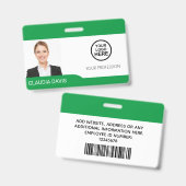 Aangepaste werknemersfoto, naam, Logo, streepjesco Badge (Voor- en achterkant)