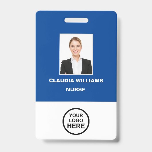 Aangepaste werknemersfoto, naam, Logo, streepjesco Badge (Voorzijde)