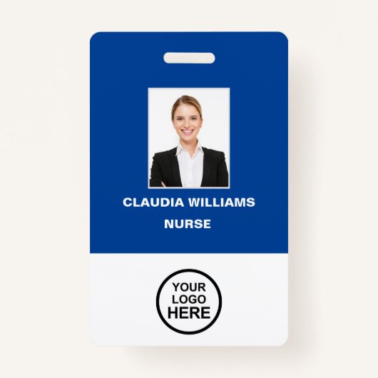 Aangepaste werknemersfoto, naam, Logo, streepjesco Badge (Voorkant)