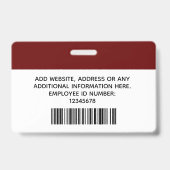 Aangepaste werknemersfoto, naam, Logo, streepjesco Badge (Achterkant)