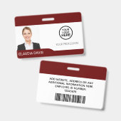 Aangepaste werknemersfoto, naam, Logo, streepjesco Badge (Voor- en achterkant)