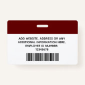 Aangepaste werknemersfoto, naam, Logo, streepjesco Badge (Achterkant)