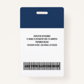 Aangepaste werknemersfoto, naam, Logo, streepjesco Badge (Achterkant)