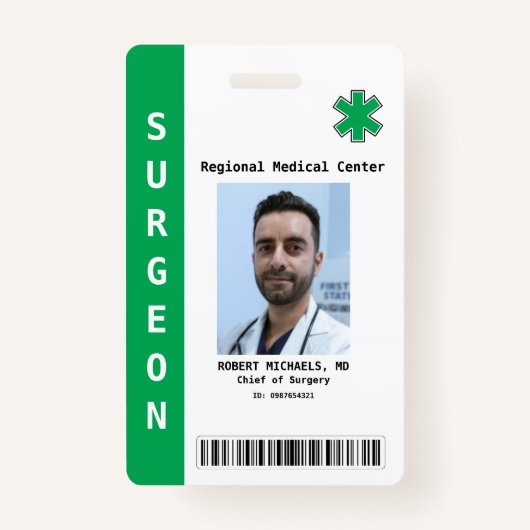 Aangepaste werknemersfoto, naam, streepjescode, Lo Badge (Voorkant)