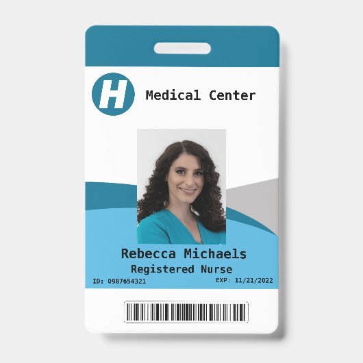 Aangepaste werknemersfoto, naam, streepjescode, Lo Badge (Voorzijde)