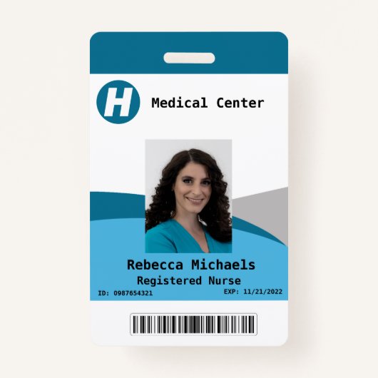 Aangepaste werknemersfoto, naam, streepjescode, Lo Badge (Voorkant)