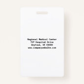 Aangepaste werknemersfoto, naam, streepjescode, Lo Badge (Achterkant)