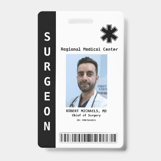 Aangepaste werknemersfoto, naam, streepjescode, lo badge (Voorzijde)