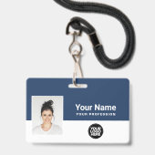 Aangepaste werknemersfoto, Qr-barcode, logo, koord Badge (Voorzijde met lanyard)