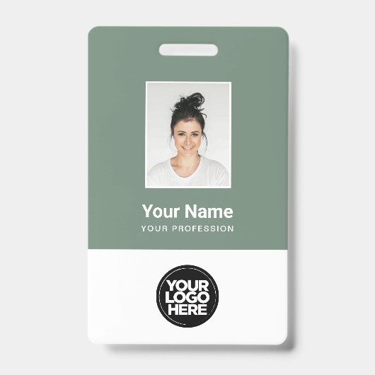Aangepaste Werknemersfoto, Qr-code, Logo, Naam Badge (Voorzijde)