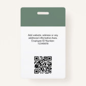 Aangepaste werknemersfoto, Qr-code, Logo, naam Badge (Achterkant)