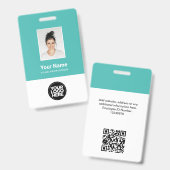 Aangepaste werknemersfoto, Qr-code, Logo, naam Badge (Voor- en achterkant)