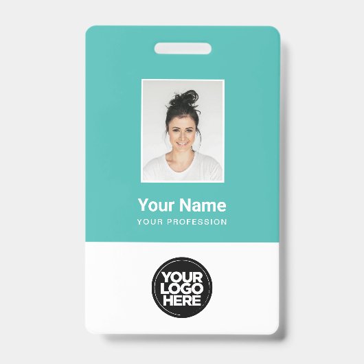 Aangepaste werknemersfoto, Qr-code, Logo, naam Badge (Voorzijde)