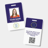 Aangepaste werknemersfoto, Qr-code, Logo, naam Badge (Voor- en achterkant)
